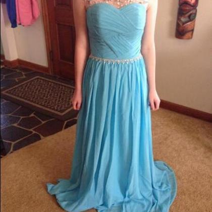 Blue Prom Gown,prom Dress Long,fashion Prom..