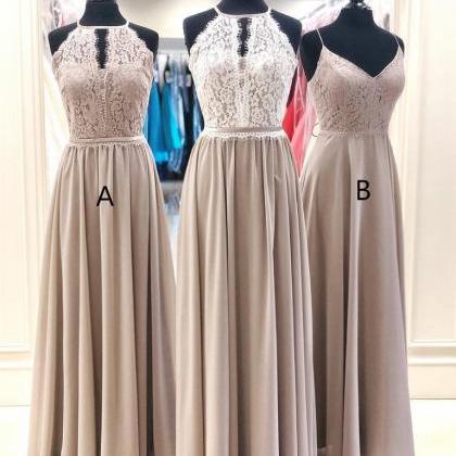 Classy Elegant A line Halter White Chiffon Sleeveless Long Prom Dresses HZ1214