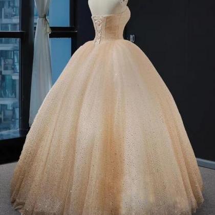 Ball Gown Sequins Prom Dress Beading Plus Size..