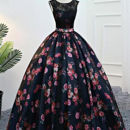 Ball Gown Black Prom Dress Flower Lace African..