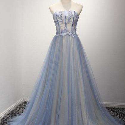 A-Line Strapless Prom Dress with Appliques main image 1