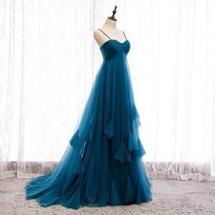 Empire Spaghetti Straps Ink Blue Prom Dress,pl0738