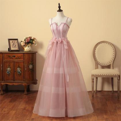 Elegant Blush Pink Tulle Long Formal Dress,pl0769