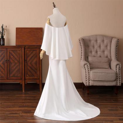 White Memaid Long Formal Dress,pl0777