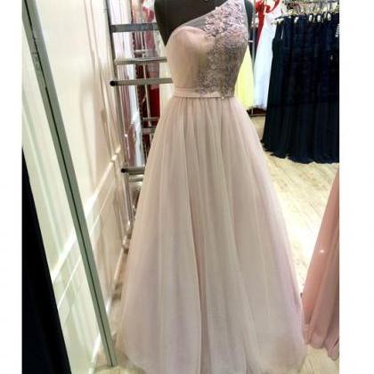 One Shoulder Prom Dresses ,a-line Decals Long Prom..