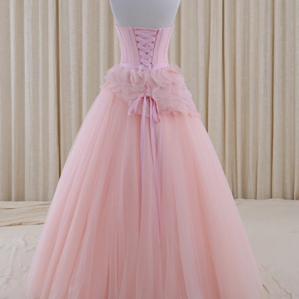 Design Lilac Tulle Strapless Long Prom Dress,..