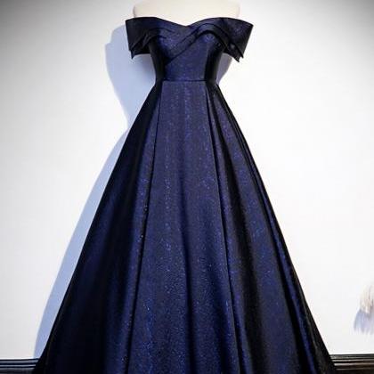 Navy Blue Satin Off The Shoulder Prom Dress,pl1098 on Luulla