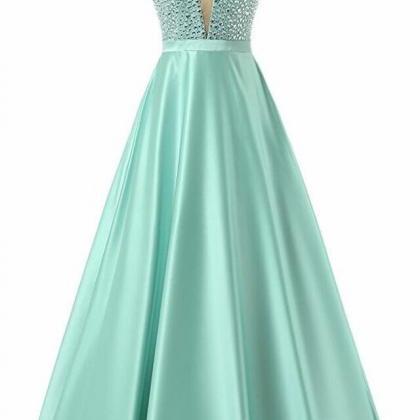 Fairy Tale Green Prom Dresses Satin Prom Dresses..