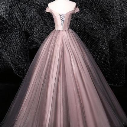 Dark Pink Tulle Lace Long Prom Dress Tulle Lace..