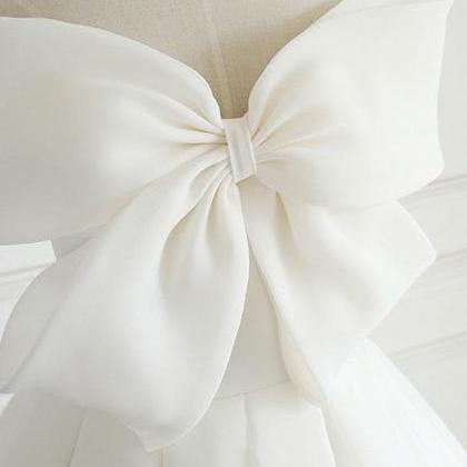 White Sweetheart Long Prom Dress, White Formal..