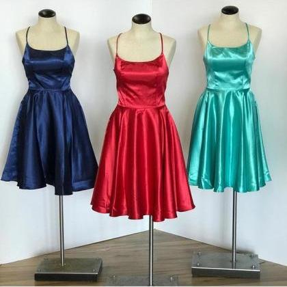 Satin Homecoming Dresses A-line Short Party..