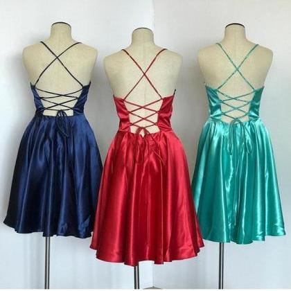 Satin Homecoming Dresses A-line Short Party..