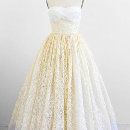 Vintage Inspired Strapless Tulle Lace Formal..