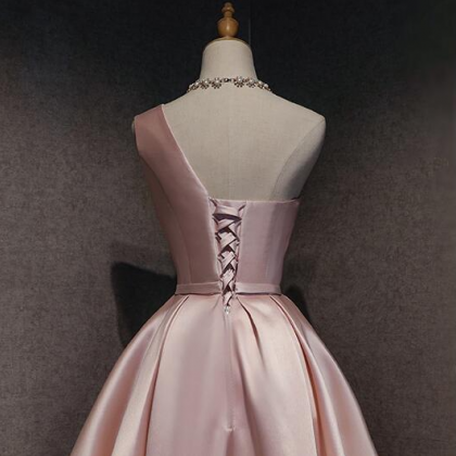 Pink Satin One Shoulder Homecoming Dress,pl1846
