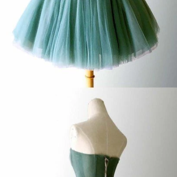 Elegant Tulle Strapless Short Homecoming Dress,..