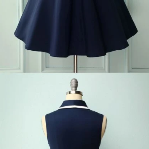 Navy Blue Vintage Style Homecoming Dress,pl1850