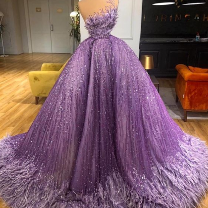 Purple Prom Dresses, Sparkly Prom Dress, Ball Gown..