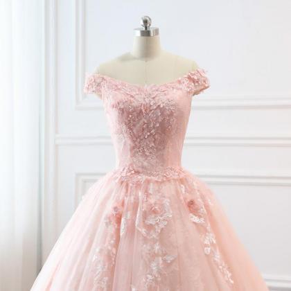 Custom Women Light Pink Prom Dress Ball Gown Long..