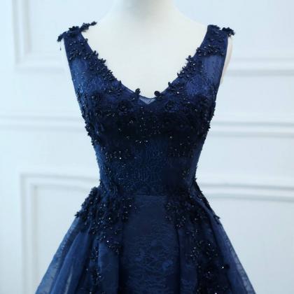 Prom Dresses Long Navy Blue Evening Dresses Foral..