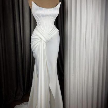 White Elegant Evening Dresses Long Formal..