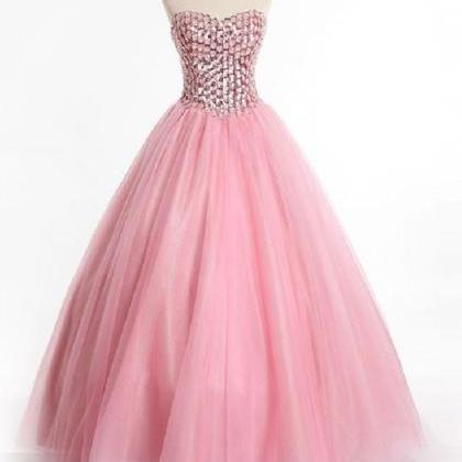 Strapless Pink Prom Formal Dress With Sparkly..
