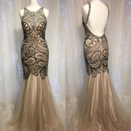 Sexy Backless Delicate Beading Mermaid Long..