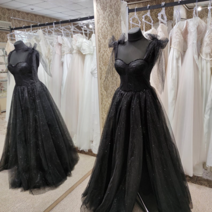 Black Tulle Dress, Sleeveless Evening Dress, Black..