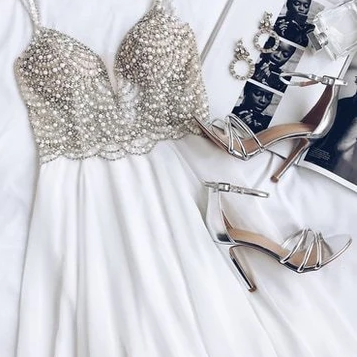 True Love White Beaded Rhinestone Maxi Dress Prom..
