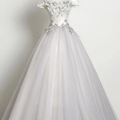 Elegant Tulle Appliqué Prom Gown Formal..