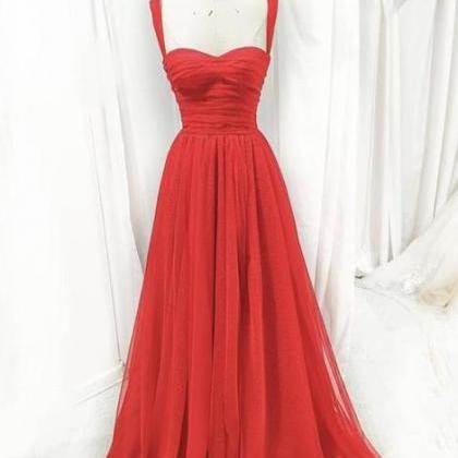 Red Tulle Long A Line Prom Dress Evening..