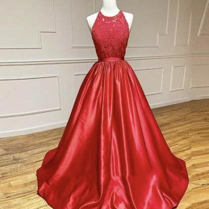 Red Satin Lace Long Prom Dress Formal Dress,pl2517