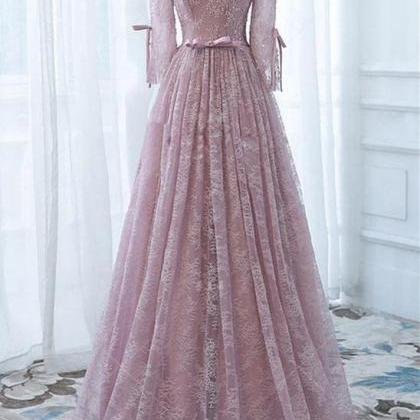 A-line Off-shoulder Floor-length Lace Long Prom..