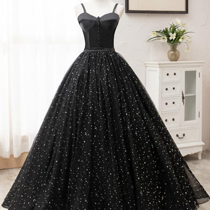 Black Tulle Long Ball Gown Dress Formal..