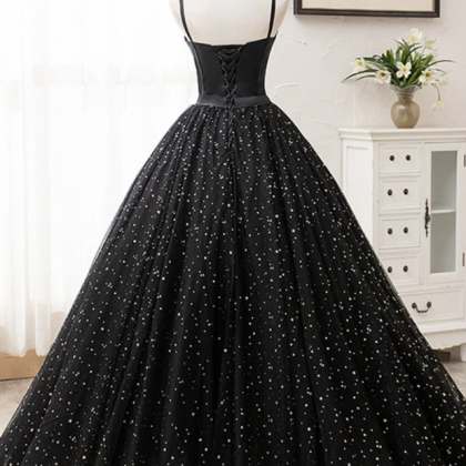 Black Tulle Long Ball Gown Dress Formal..