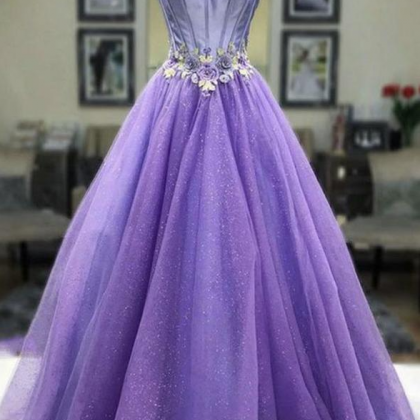 Purple Tulle Long Prom Dress Purple Evening..