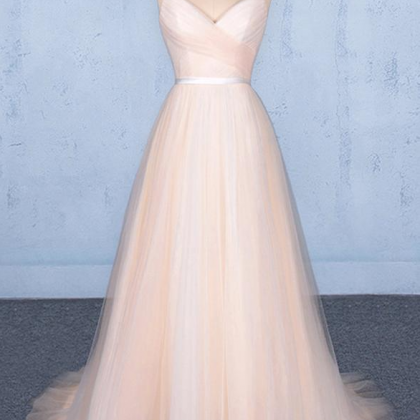 Pink Tulle Long Prom Dress Pink Evening..