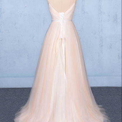 Pink Tulle Long Prom Dress Pink Evening..