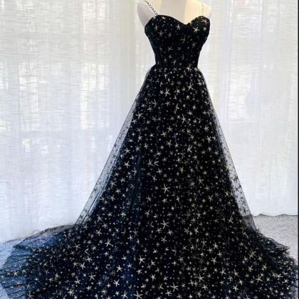 Black Tulle Long Prom Dress Black Evening..