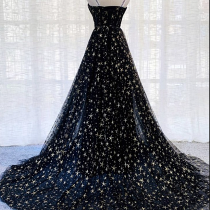 Black Tulle Long Prom Dress Black Evening..