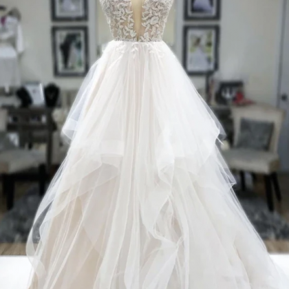 Elegant Tulle Lace Long Prom Dress Formal..