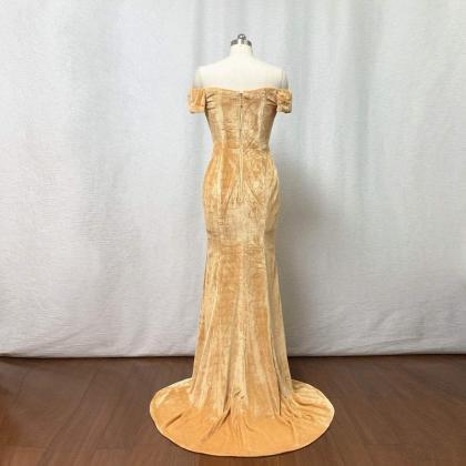 Velvet Bridesmaid Dress 2020 Mermaid Gold Burnt..