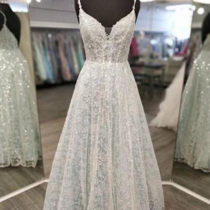 Princess A-line Baby Blue Lace Formal Dress Prom..