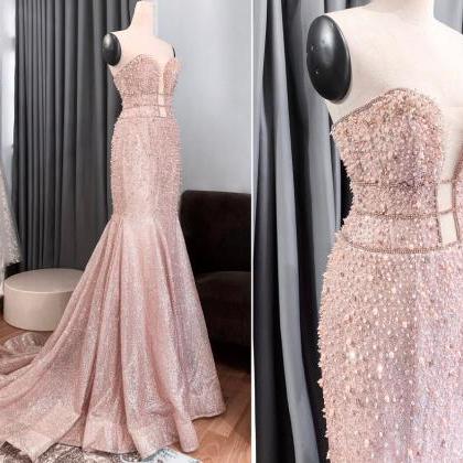 Mermaid Dress In Sparkly Blush Color/..