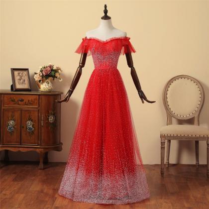 Red Wedding Ceremony Dress Short Illusion Sleeves..