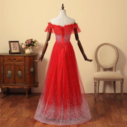 Red Wedding Ceremony Dress Short Illusion Sleeves..