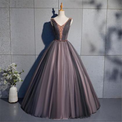 Chocolate Brown Quinceanera Dress Puffy Prom Dress..