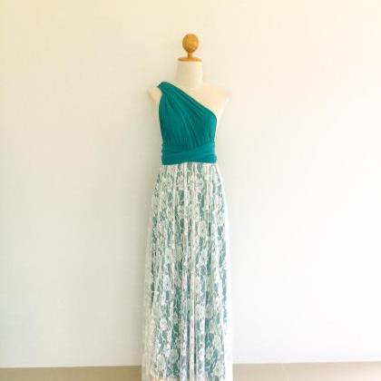 Maxi Infinity Dress Teal Green With Lace Overlay..