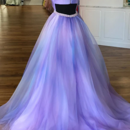 One Shoulder Ombre Lavender Long Prom Dress,pl2839