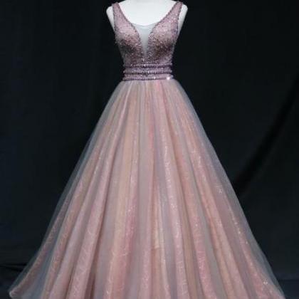 Classic A-line Brown Long Formal Dress Prom..
