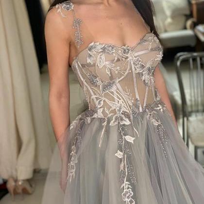 Fairy Wedding Dress, Grey Wedding Dress, Elegant..